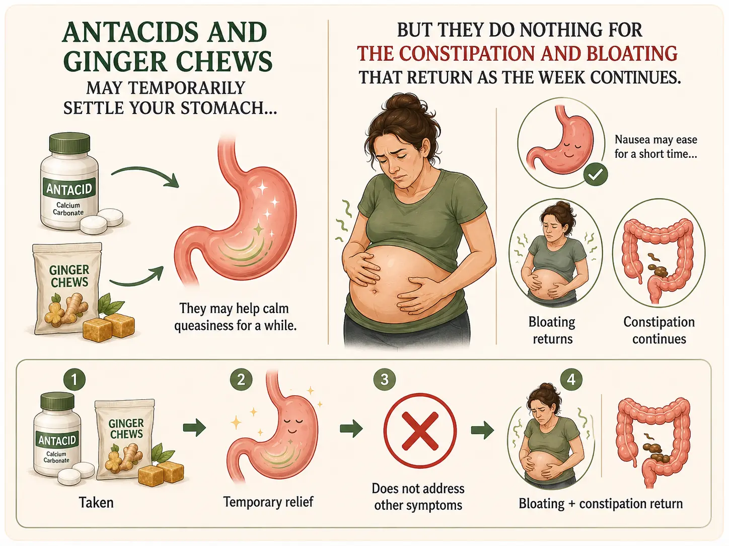 Why antacids and ginger chews only give temporary relief