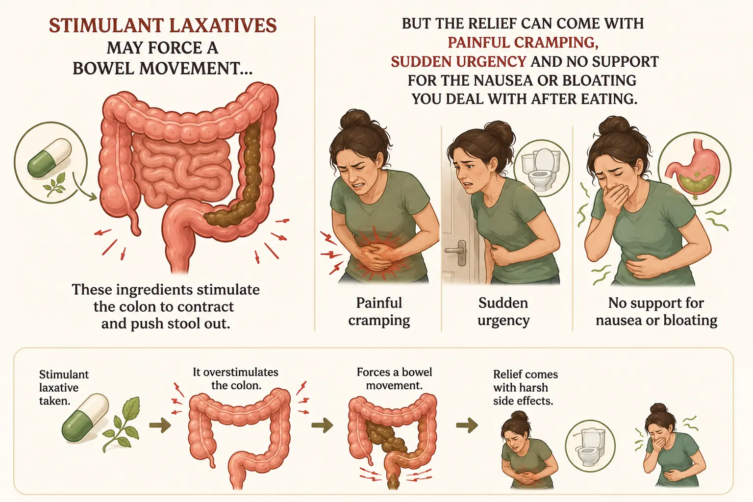 Why stimulant laxatives cause cramping and urgency